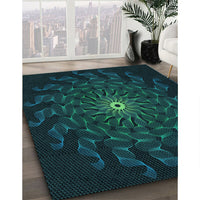 Patterned Teal Green Rug, pat151lblu