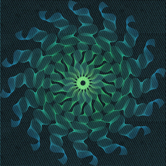 Round Patterned Teal Green Rug, pat151lblu