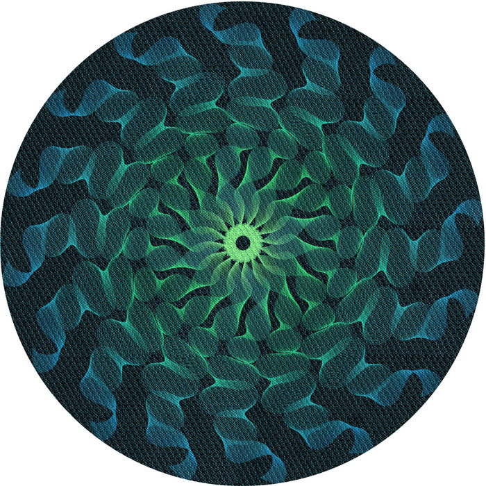 Square Machine Washable Transitional Teal Green Rug in a Living Room, wshpat151lblu