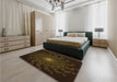 Patterned Dark Bronze Brown Rug in a Bedroom, pat151org