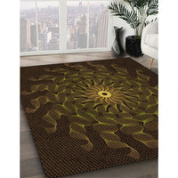 Patterned Dark Bronze Brown Rug, pat151org