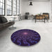 Round Patterned Deep Purple Rug in a Office, pat151pur