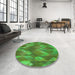 Round Patterned Neon Green Rug in a Office, pat1510grn