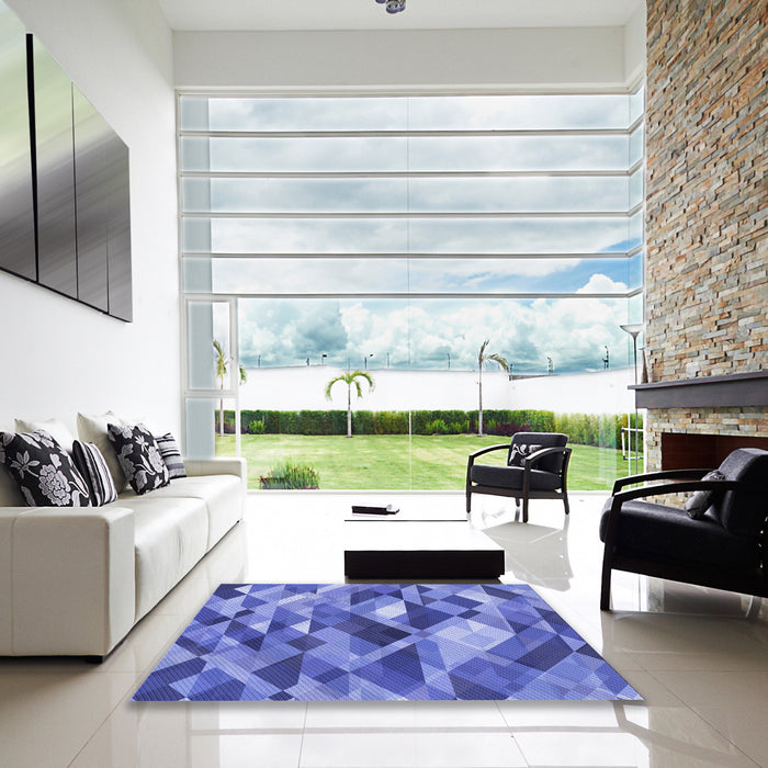 Square Patterned Sky Blue Rug in a Living Room, pat1511blu