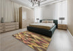 Patterned Golden Gold Rug in a Bedroom, pat1511brn