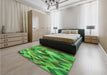 Patterned Forest Green Rug in a Bedroom, pat1511grn