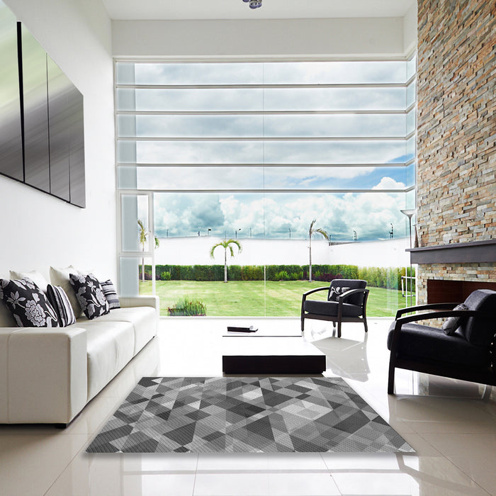 Square Patterned Gray Rug in a Living Room, pat1511gry