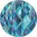 Square Patterned Blue Rug, pat1511lblu