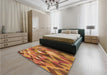 Patterned Orange Rug in a Bedroom, pat1511org