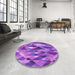 Round Patterned Purple Rug in a Office, pat1511pur