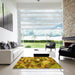 Machine Washable Transitional Yellow Rug in a Kitchen, wshpat1511yw