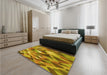 Patterned Yellow Rug in a Bedroom, pat1511yw