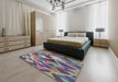 Patterned Dark Gray Modern Rug in a Bedroom, pat1511