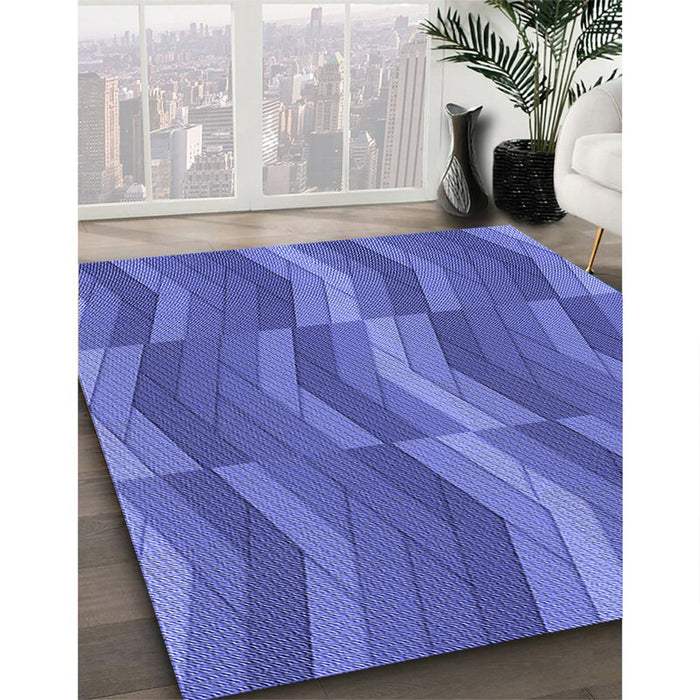 Patterned Blue Rug in Family Room, pat1512blu