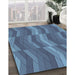 Machine Washable Transitional Azure Blue Rug in a Family Room, wshpat1512lblu