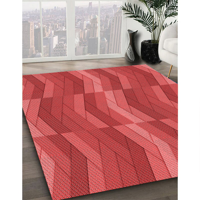 Patterned Red Rug in Family Room, pat1512rd