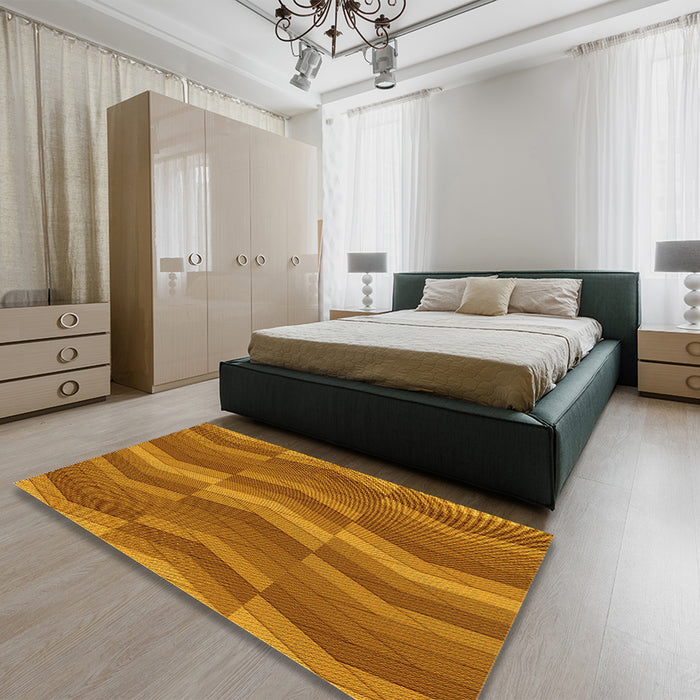 Patterned Mahogany Brown Rug in a Bedroom, pat1512yw