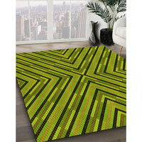 Patterned Pistachio Green Rug, pat1513yw