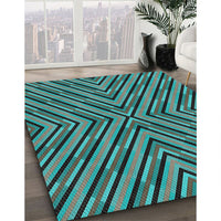 Patterned Turquoise Green Novelty Rug, pat1513