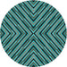 Square Machine Washable Transitional Turquoise Green Rug, wshpat1513