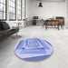 Round Patterned Royal Blue Rug in a Office, pat1514blu