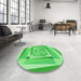 Round Patterned Neon Green Rug in a Office, pat1514grn