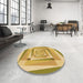 Round Patterned Dark Golden Brown Rug in a Office, pat1514org