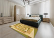 Patterned Dark Golden Brown Rug in a Bedroom, pat1514org