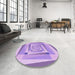 Round Patterned Mauve Purple Rug in a Office, pat1514pur