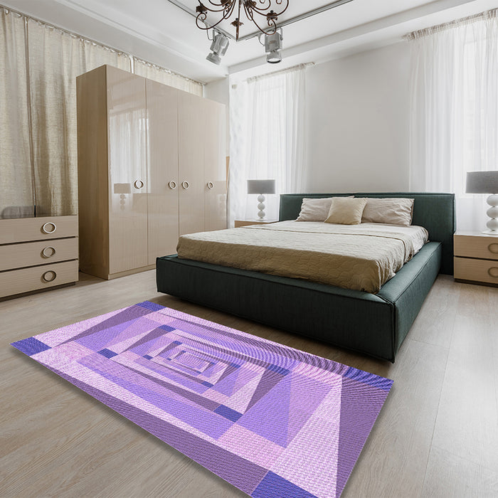Patterned Mauve Purple Rug in a Bedroom, pat1514pur