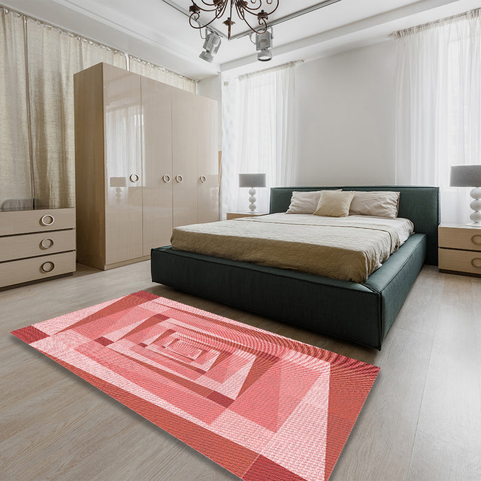 Patterned Pastel Pink Rug in a Bedroom, pat1514rd