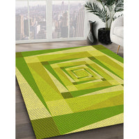 Patterned Pistachio Green Rug, pat1514yw