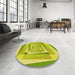 Round Patterned Pistachio Green Rug in a Office, pat1514yw