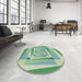 Round Patterned Pale Green Novelty Rug in a Office, pat1514