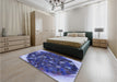 Patterned Denim Dark Blue Rug in a Bedroom, pat1515blu