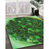 Patterned Dark Forest Green Rug, pat1515grn