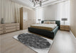 Patterned Dark Gray Black Rug in a Bedroom, pat1515gry