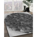 Patterned Dark Gray Black Rug in Family Room, pat1515gry