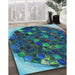 Patterned Macaw Blue Green Rug in Family Room, pat1515lblu