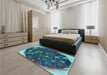 Patterned Macaw Blue Green Rug in a Bedroom, pat1515lblu