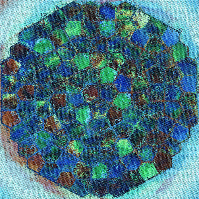 Round Machine Washable Transitional Macaw Blue Green Rug, wshpat1515lblu