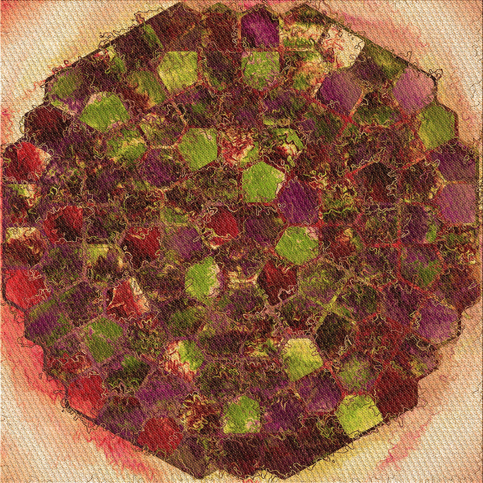 Round Patterned Caramel Brown Rug, pat1515org