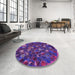 Round Patterned Purple Rug in a Office, pat1515pur