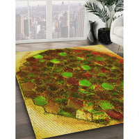 Patterned Saffron Red Rug, pat1515yw