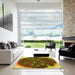 Square Patterned Saffron Red Rug in a Living Room, pat1515yw