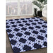 Patterned Night Blue Rug in Family Room, pat1516blu