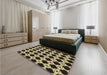 Patterned Midnight Gray Rug in a Bedroom, pat1516brn