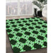 Patterned Green Rug in Family Room, pat1516grn