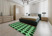 Patterned Green Rug in a Bedroom, pat1516grn