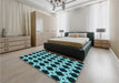 Patterned Deep Teal Green Rug in a Bedroom, pat1516lblu